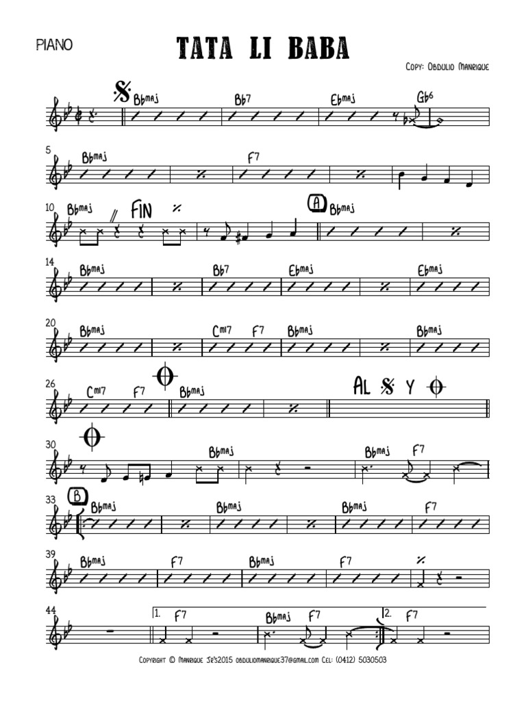 Tata Li Baba - Piano | PDF