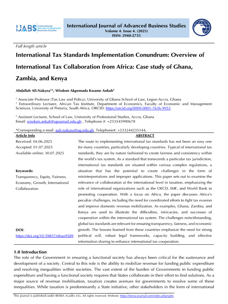 International Tax Collaboration in Africa | PDF | Taxes | International ...