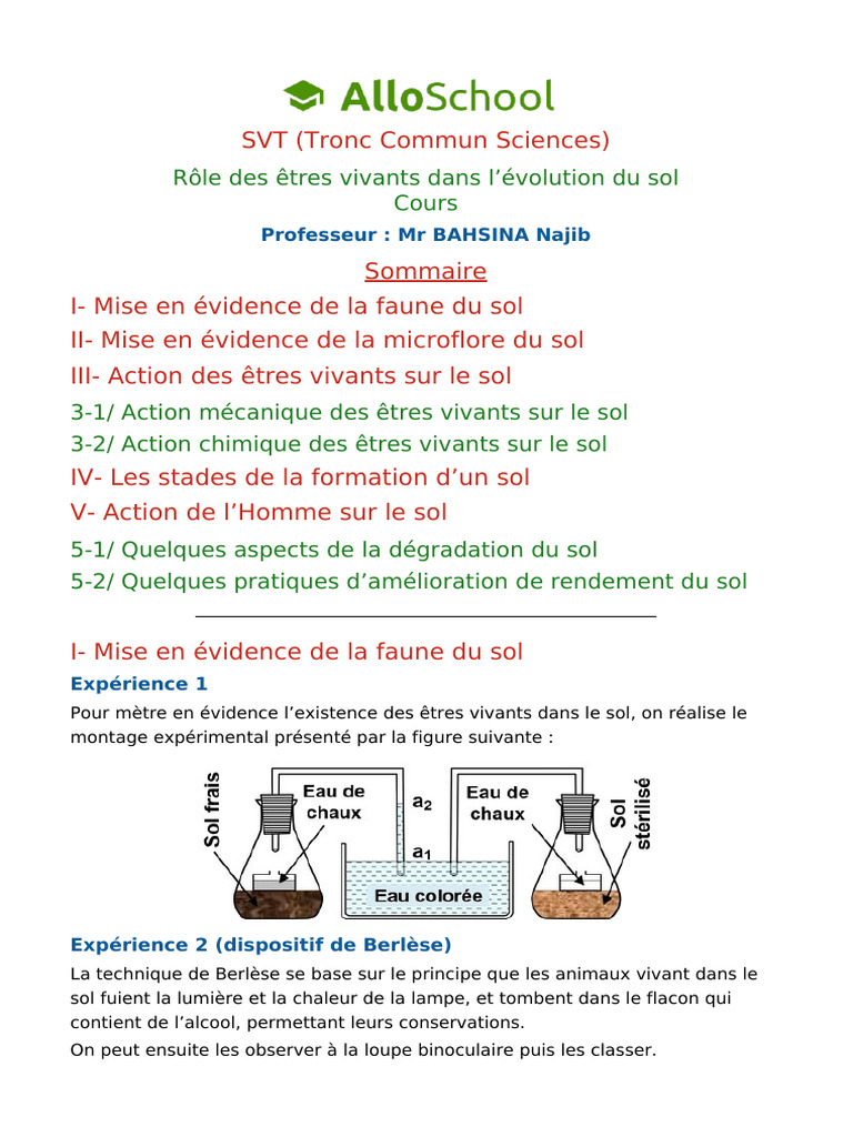 Rôle des êtres vivants dans le sol | PDF | Sol (pédologie) | Agriculture