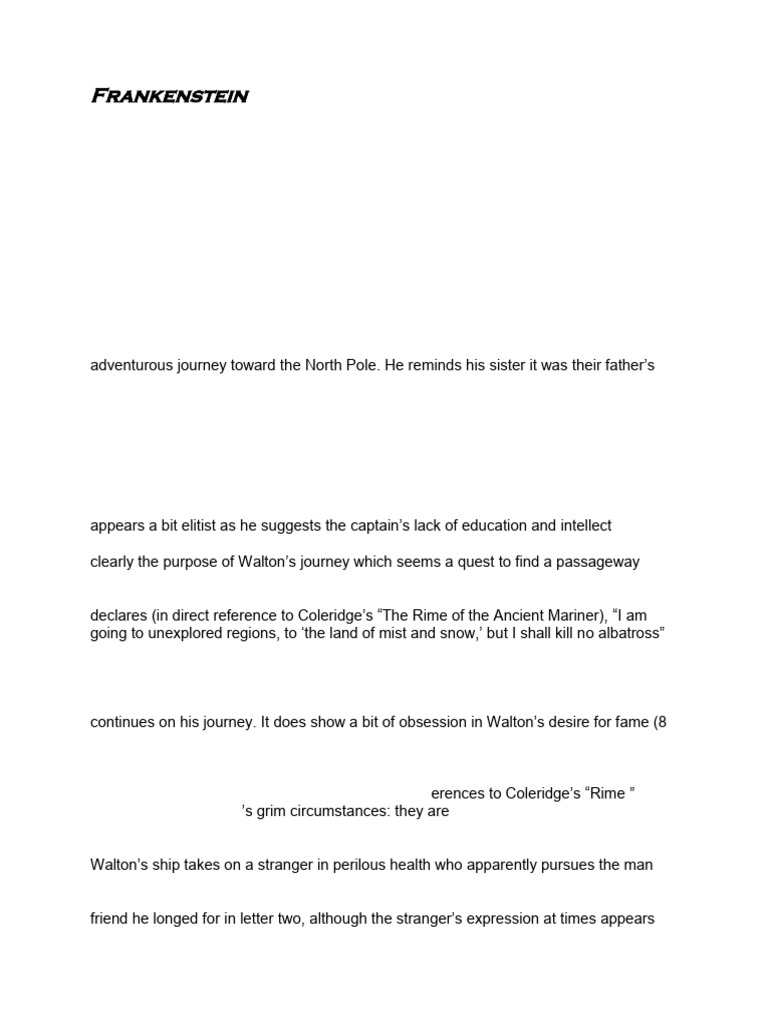 Frankenstein Summary: Letters & Chapters 1-4 | PDF | Frankenstein