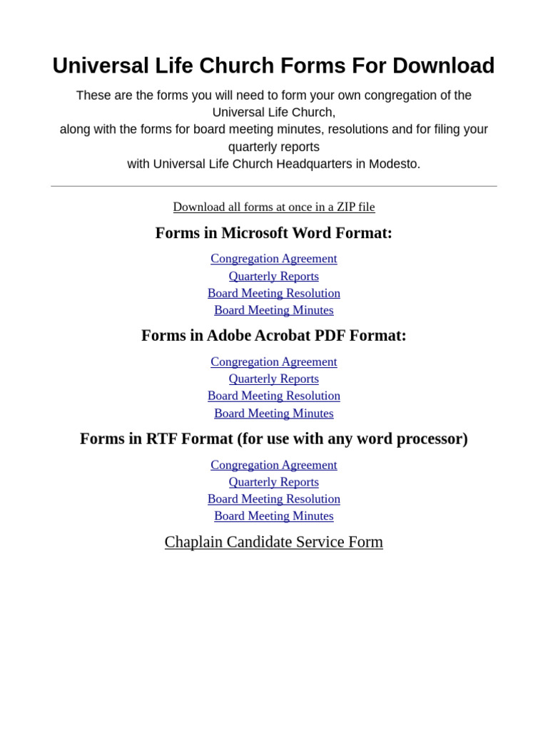 ULC Church Forms | PDF