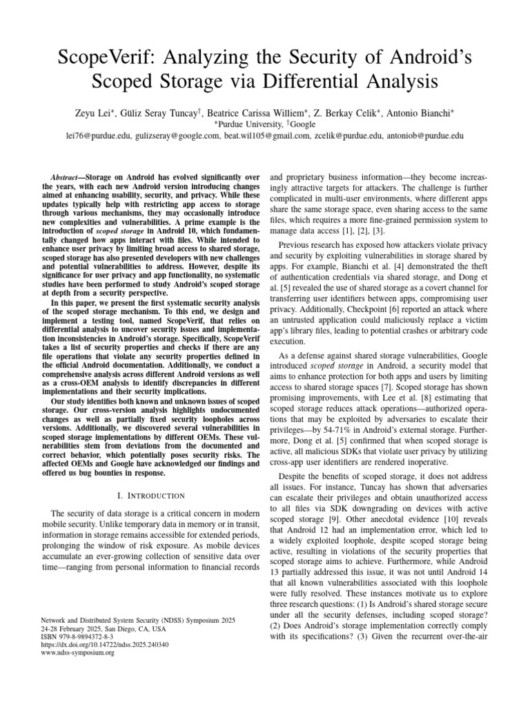 Scoped Storage Security Analysis in Android | PDF | Android (Operating ...