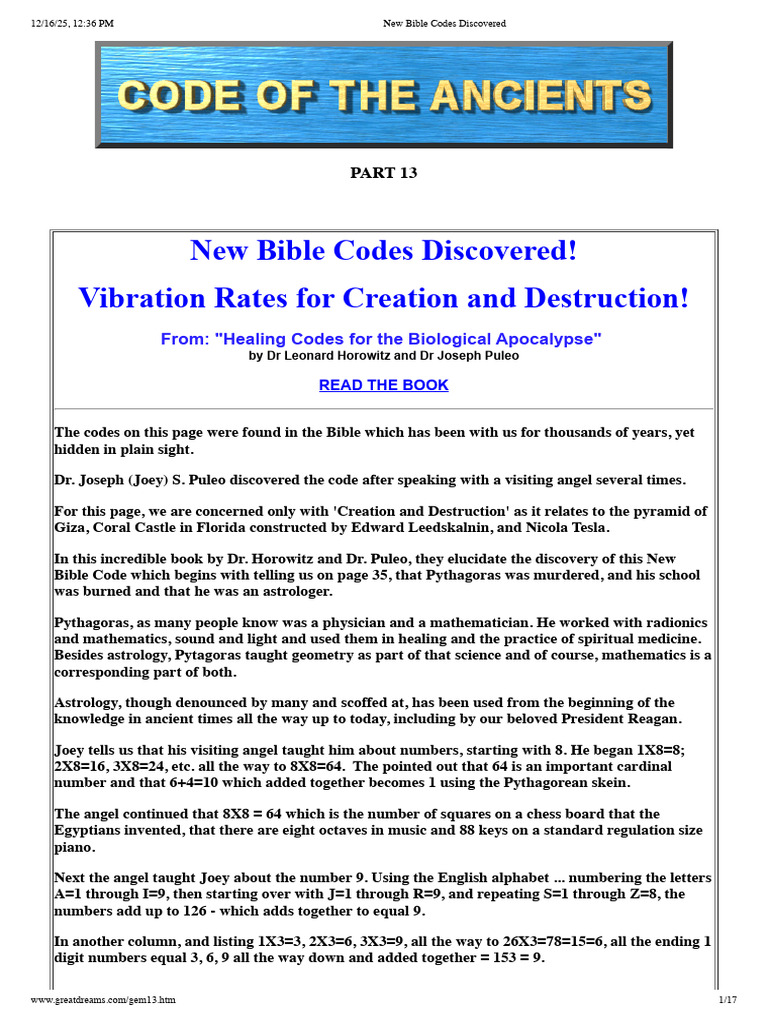 New Bible Codes: Creation & Destruction | PDF | Angel | Pythagoras