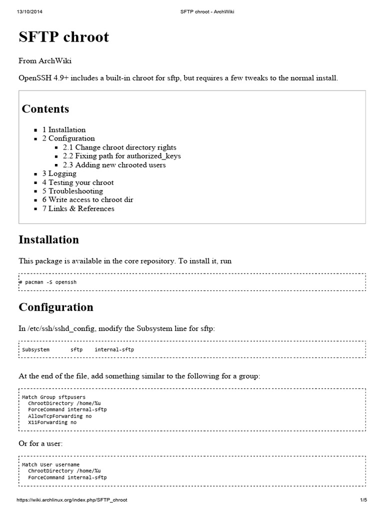 SFTP Chroot Configuration Guide | PDF | Secure Shell | Superuser