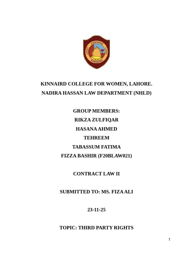 Third Party Rights- Contract II Final Project | PDF | Assignment (Law ...
