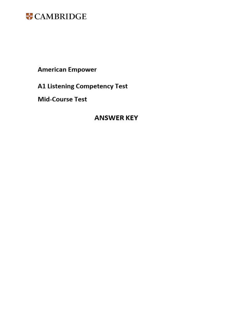 American Empower A1 Mid Course Competency Listening Test Answer Key | PDF