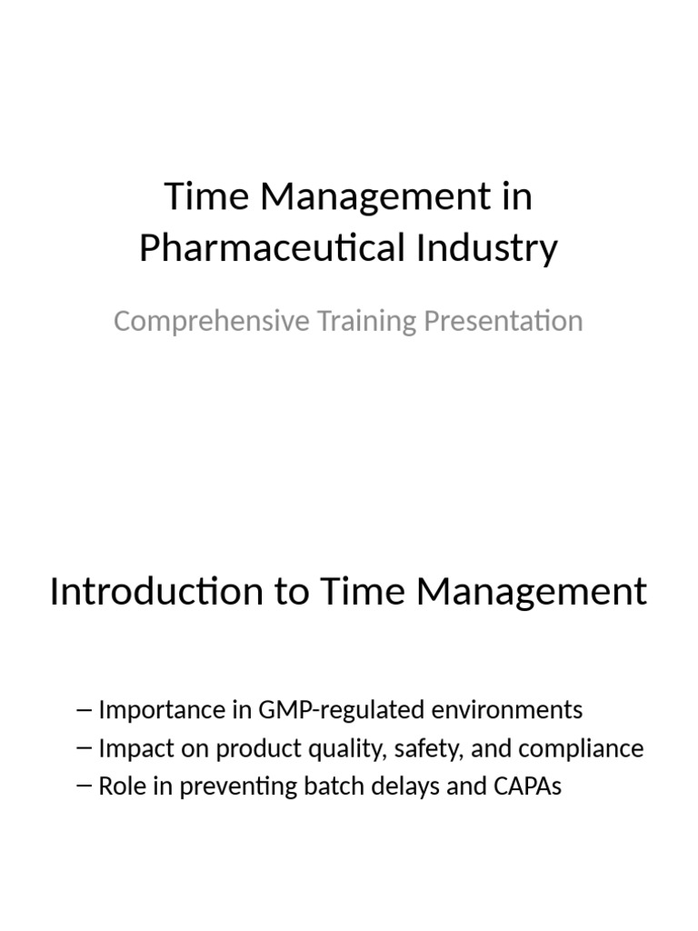 Effective Time Management in Pharma | PDF