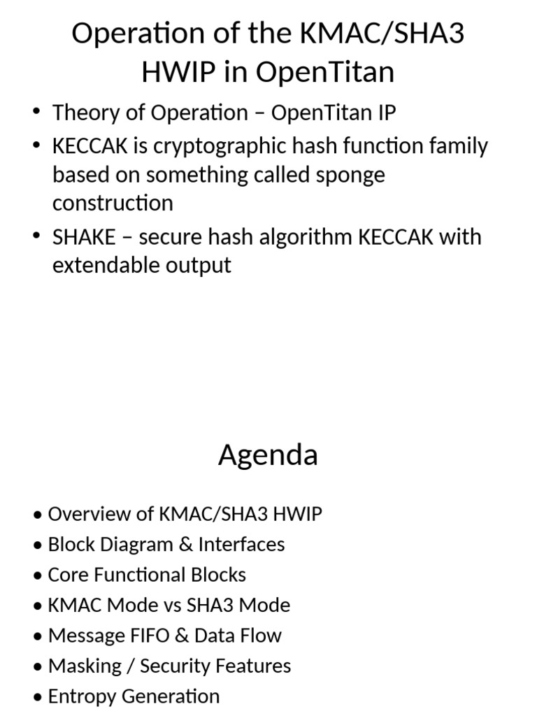 KMAC/SHA3 HWIP Operation in OpenTitan | PDF | Computing | Computer ...