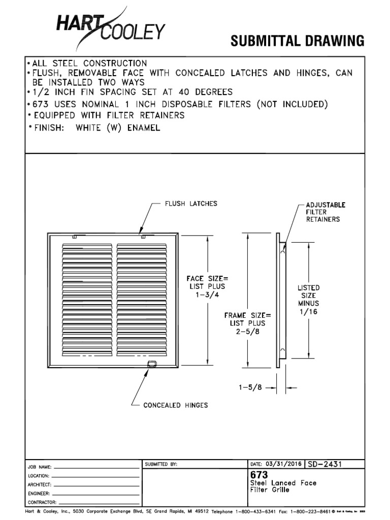 Hart and Cooley 43535 Submittal Drawing | PDF