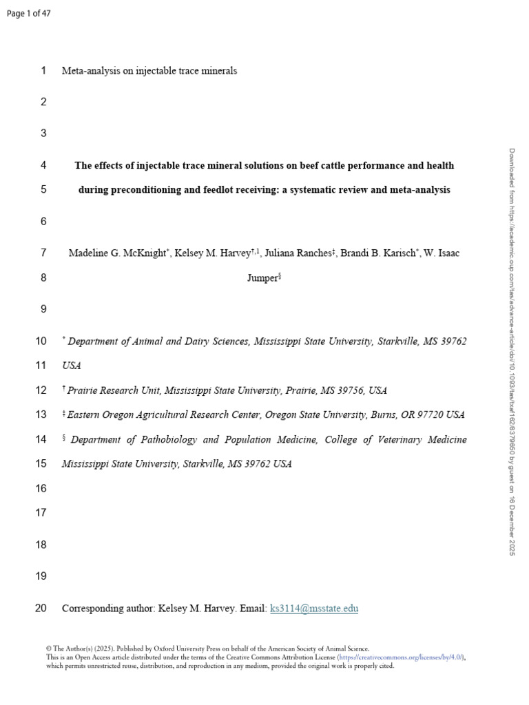 Injectable Trace Mineral Solutions | PDF | Effect Size | Stress (Biology)