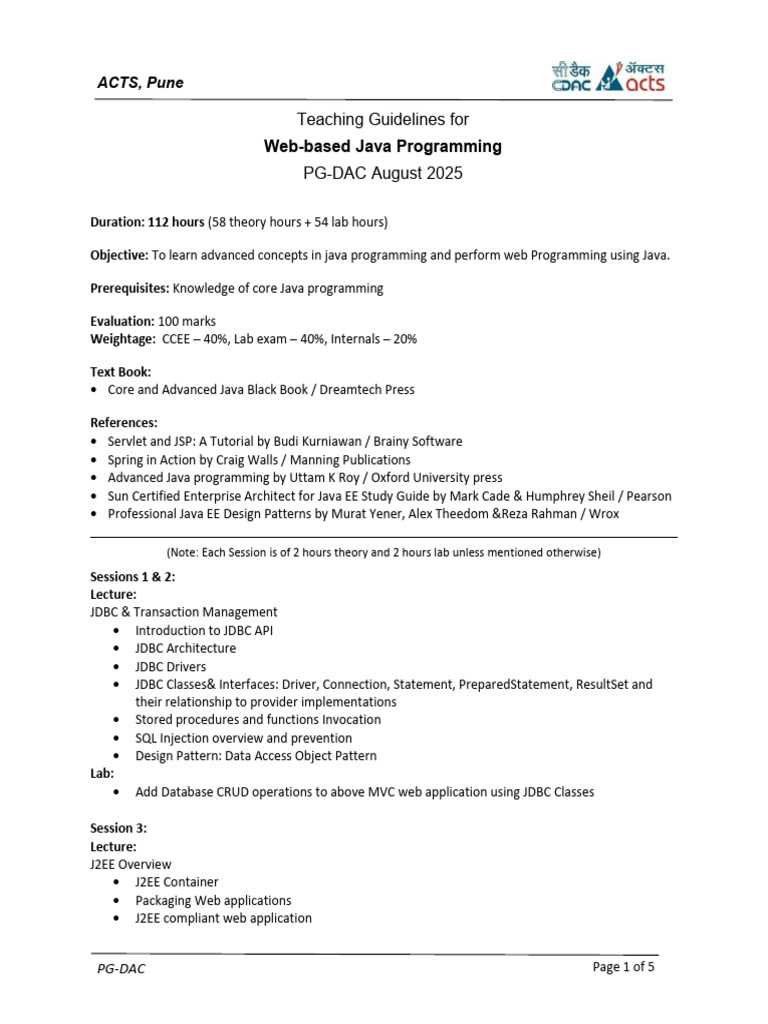DAC School TG Web-based Java Programming | PDF | Spring Framework ...