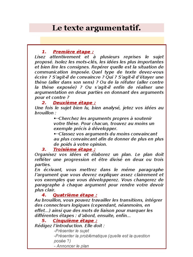 Guide de rédaction d'un texte argumentatif | PDF | Ordinateurs