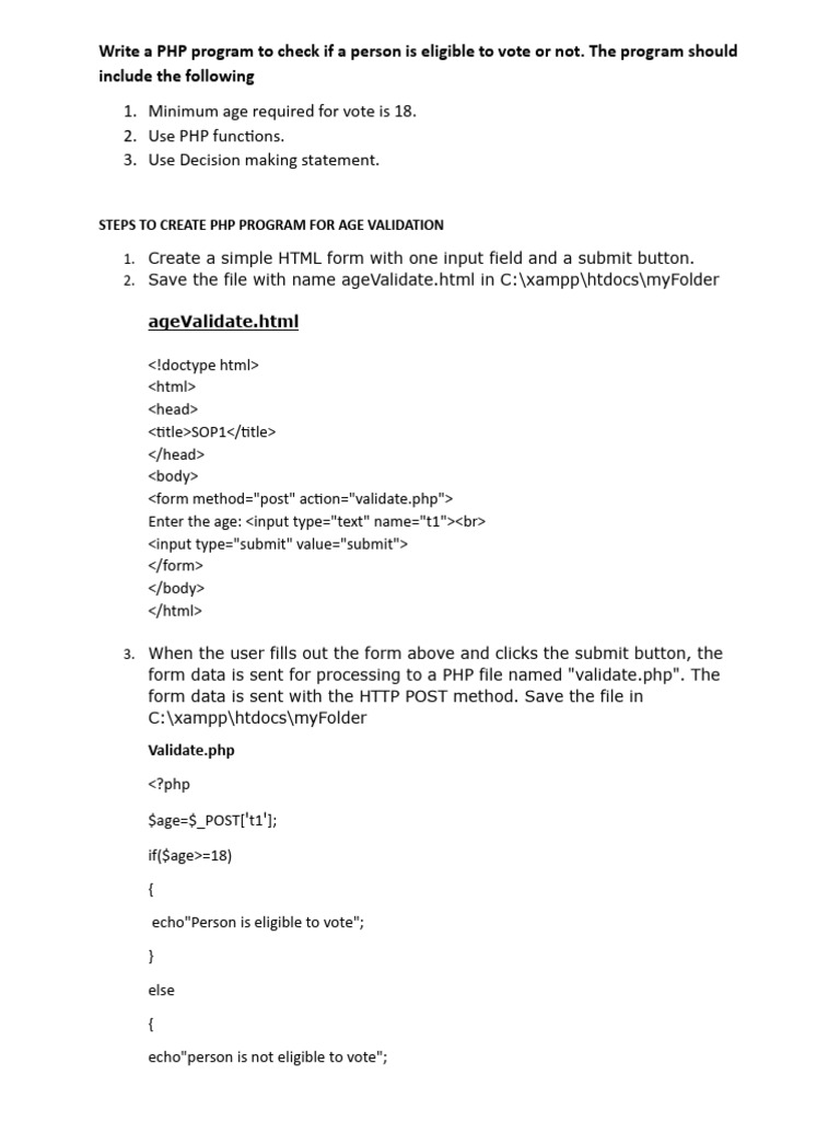 PHP Voting Eligibility Checker Guide | PDF