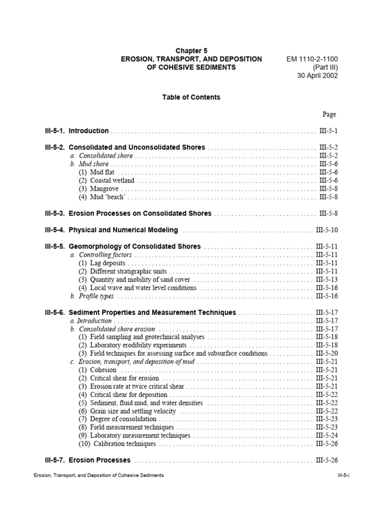 5. Erosion, Transport, And Deposition of Cohesive Sediments | PDF ...