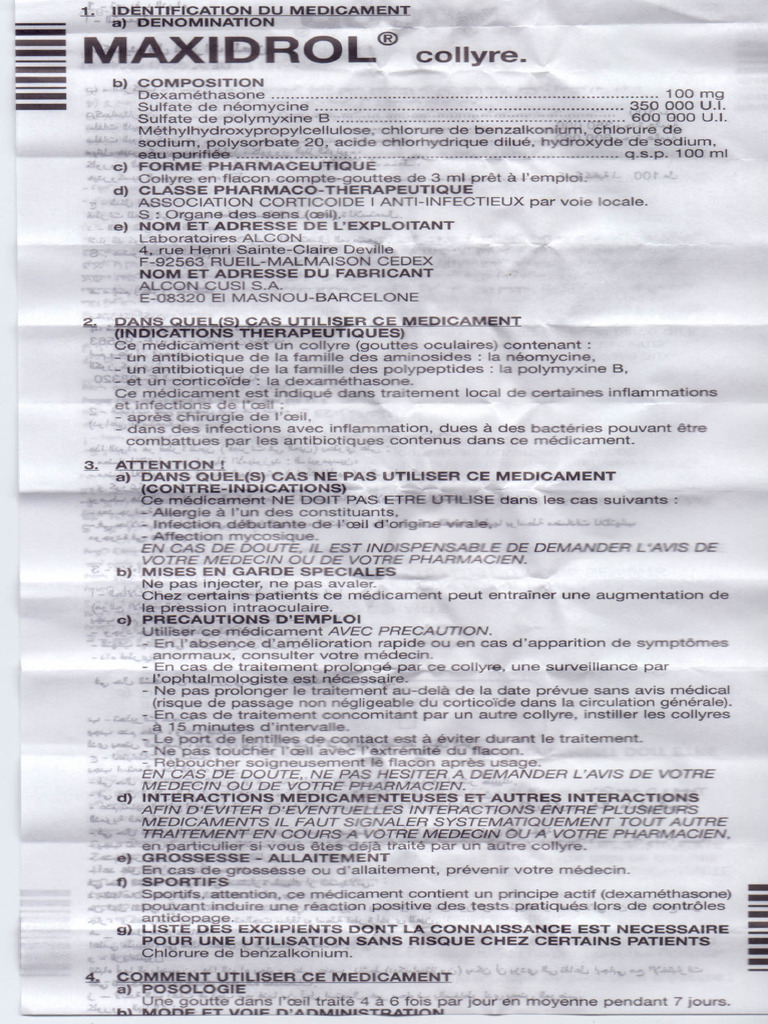 Collyre AXI : Dexaméthasone et Antibiotiques | PDF | Médicaments ...