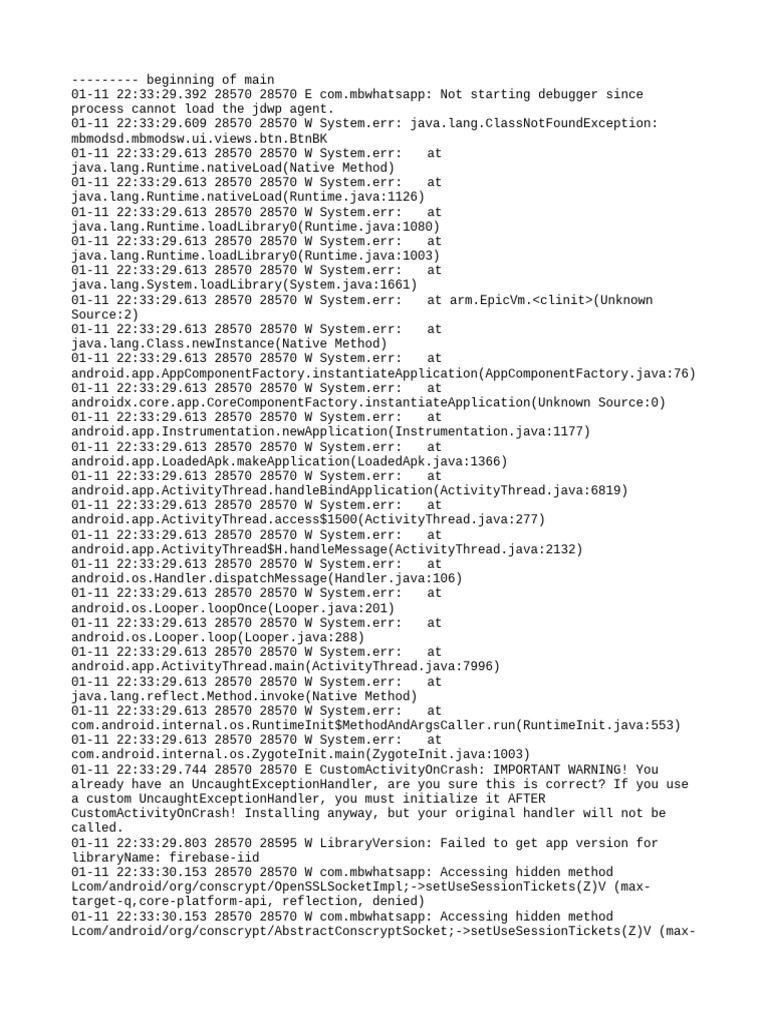 WhatsApp Debugging and Class Errors | PDF | Java (Programming Language ...