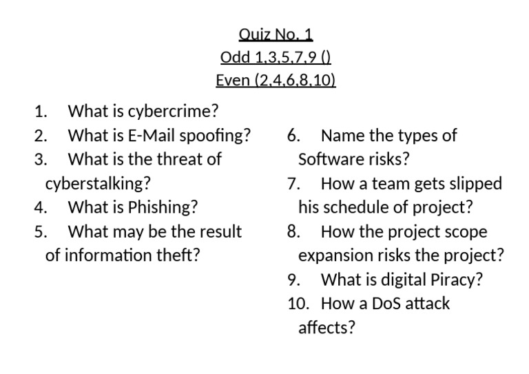 Cybercrime Quiz Questions and Answers | PDF