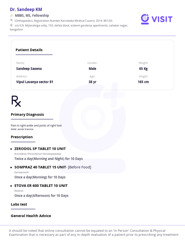 Dr. Sandeep KM: Patient Details | PDF