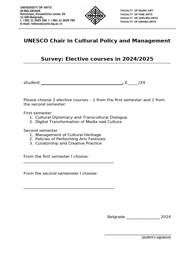 Elective Course Selection 2024/2025 | PDF