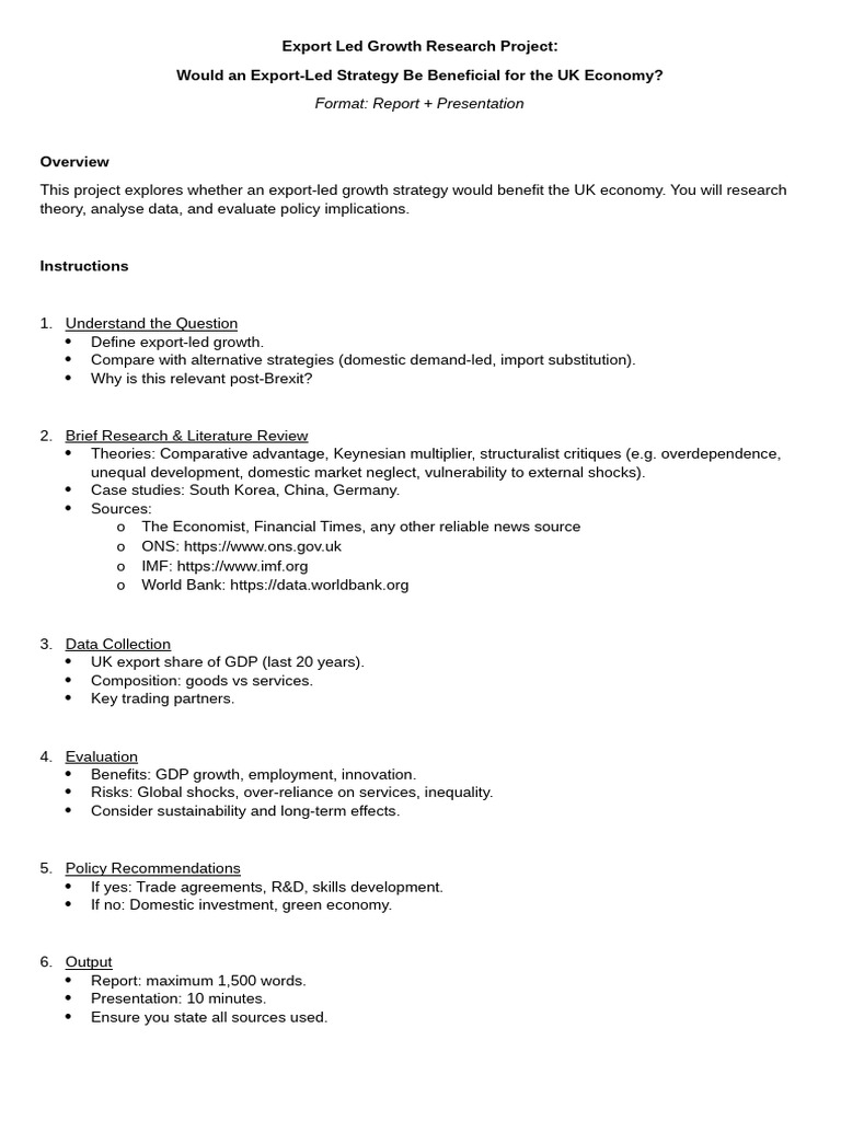Export-Led Growth Research Project | PDF