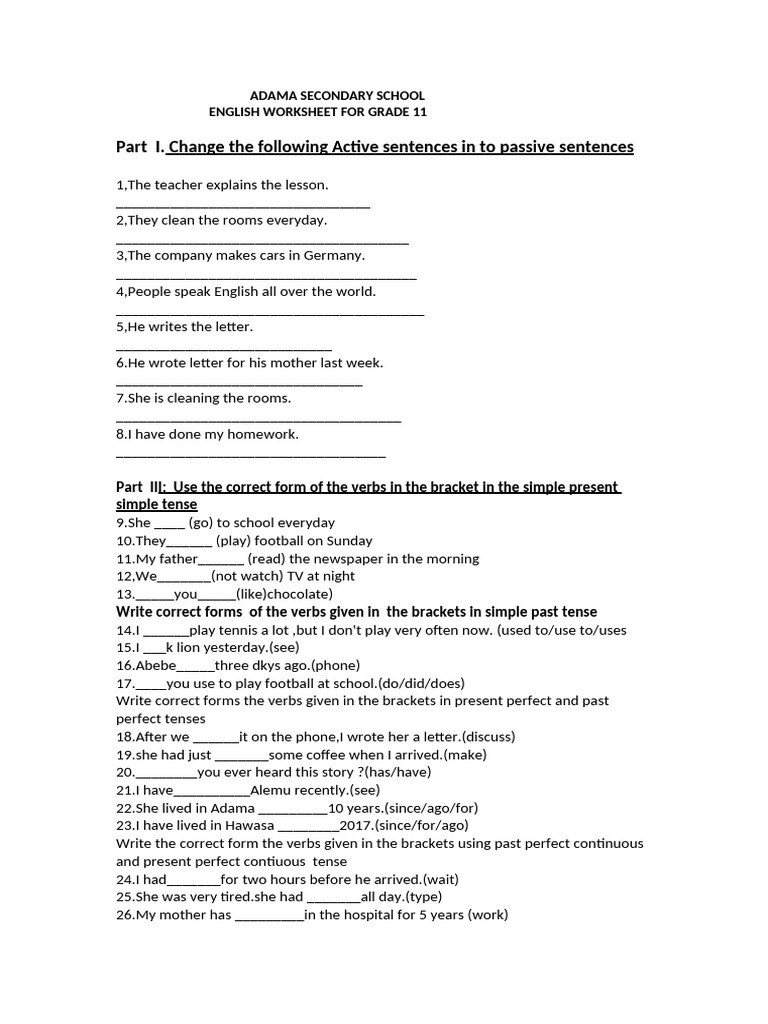 Grade 11 Worksheet | PDF | Sentence (Linguistics) | Semantics