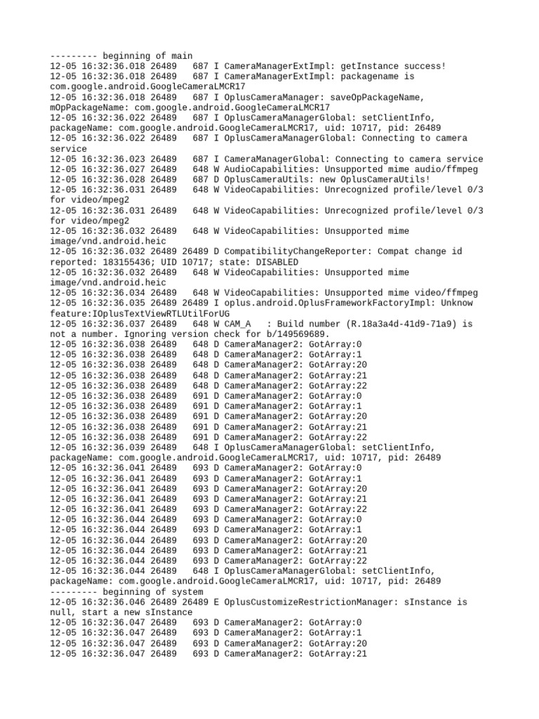 Camera Manager Log Analysis | PDF | Computing | Computer Programming