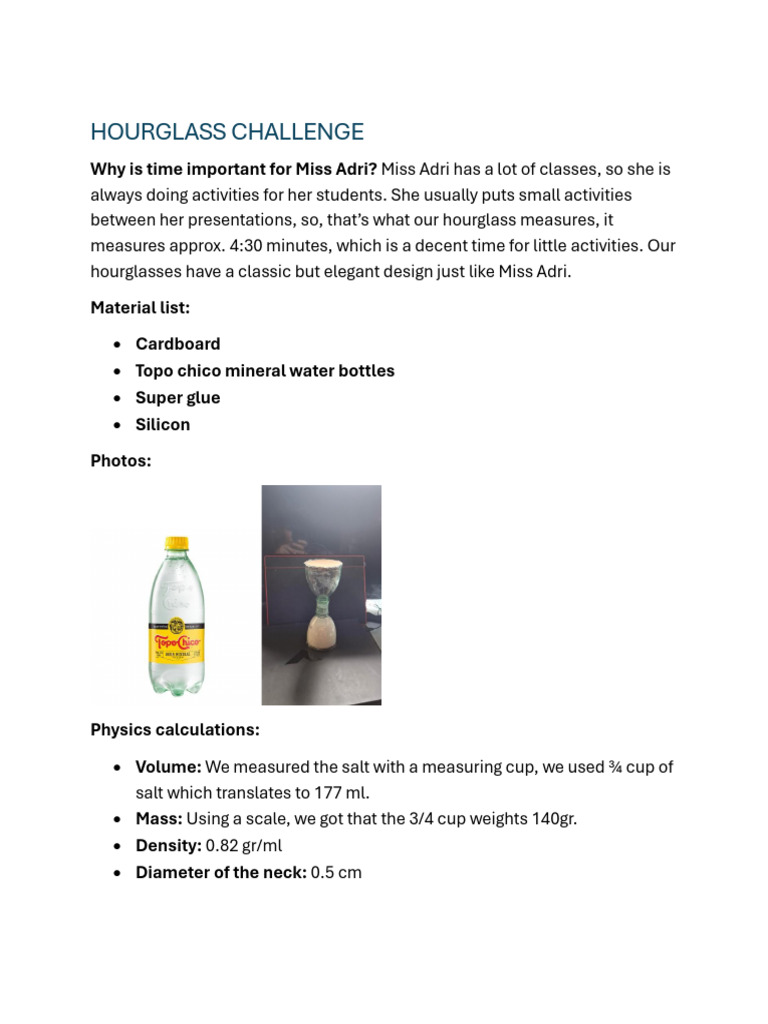 Hourglass Challenge: Time Measurement Insights | PDF