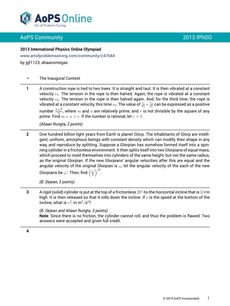 2013 International Physics Olympiad Problems | PDF | Electronvolt | Physics