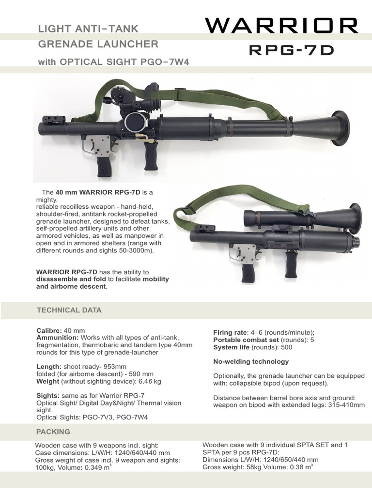 40mm Warrior RPG-7D Grenade Launcher | PDF | Anti Tank Warfare ...