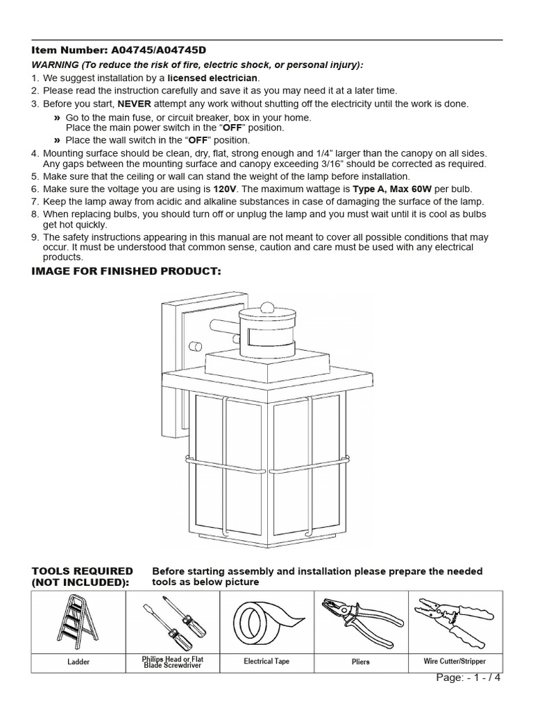 Installation Guide for Motion Sensor Light | PDF | Electrical Connector ...