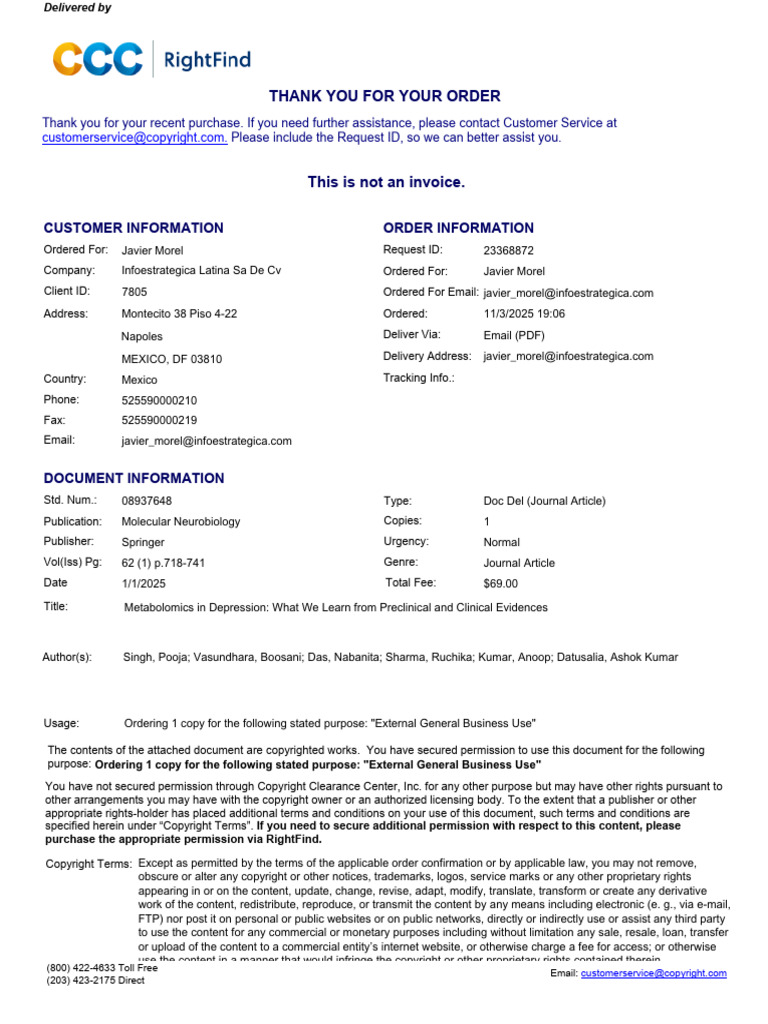 Mol Neurobiol 2025-62-718-741 | PDF | Major Depressive Disorder ...