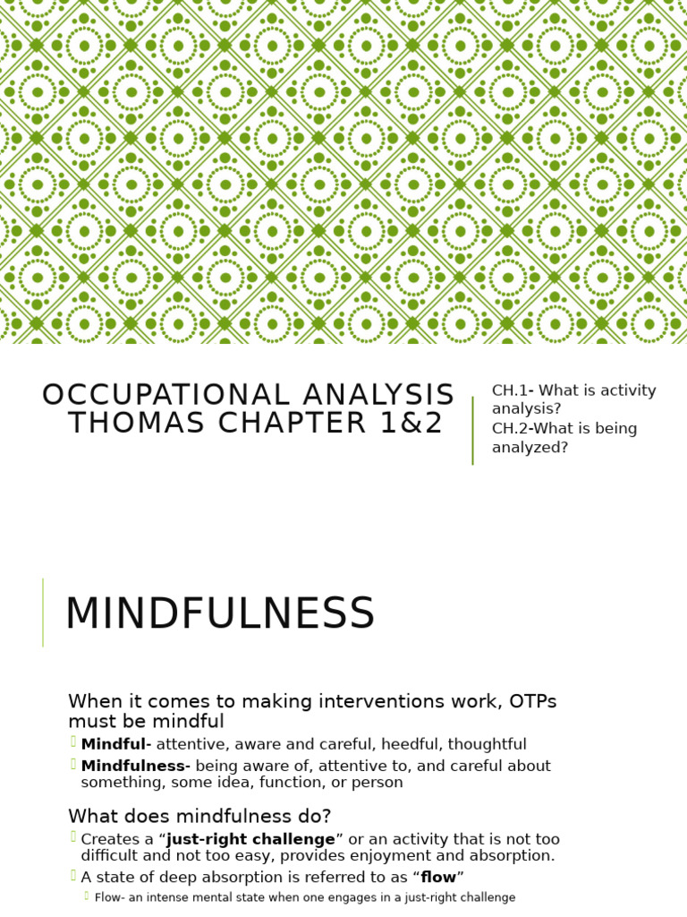 Mindfulness in Occupational Therapy Analysis | PDF | Mindfulness ...