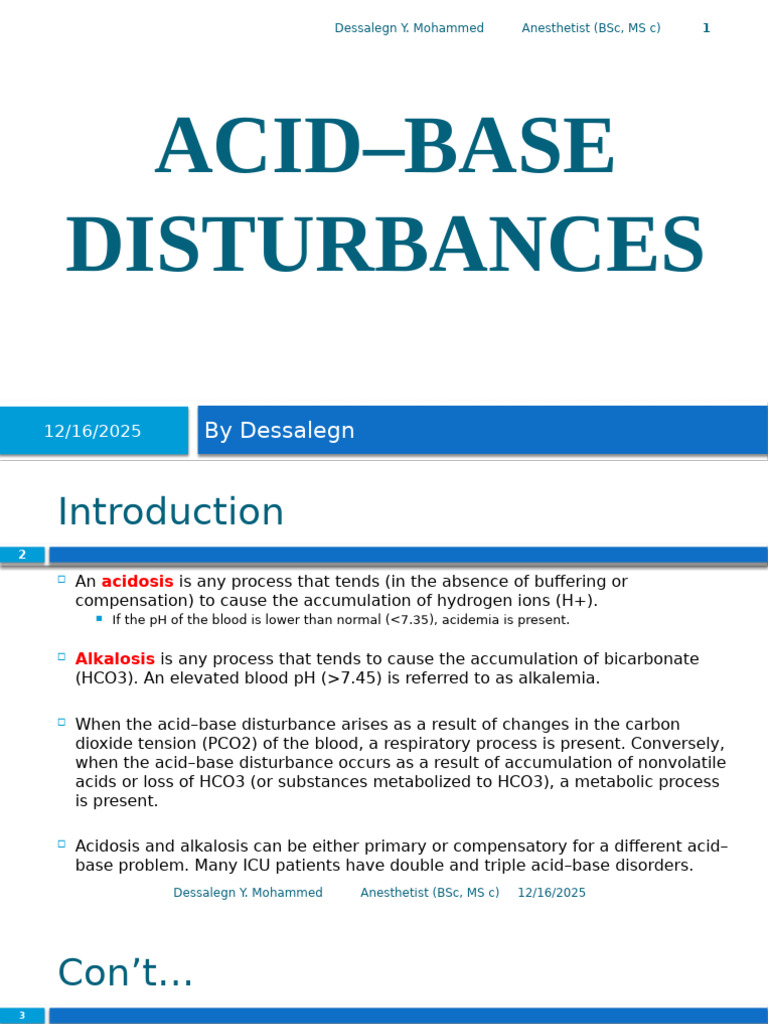ACID–BASE DISTURBANCES | PDF | Intensive Care Medicine | Medical ...