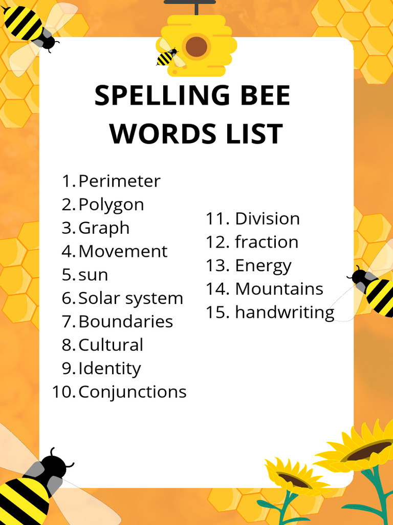 Spelling Bee Word Lists for Students | PDF