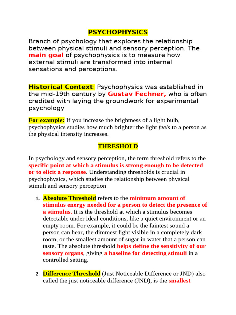 Understanding Psychophysics and Sensory Thresholds | PDF ...