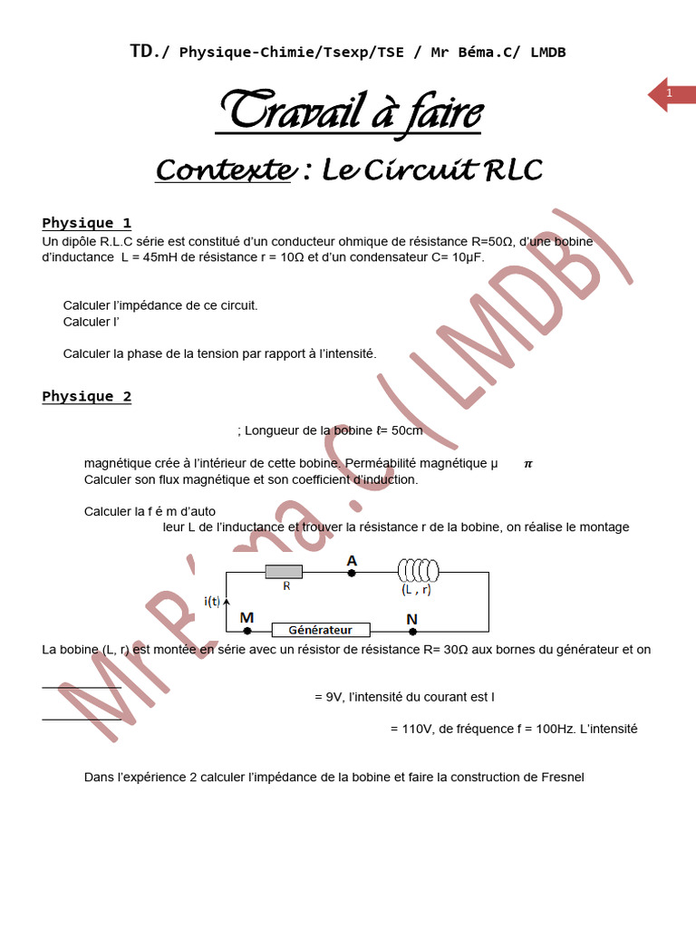 Circuit RLC : Calculs et analyses détaillés | PDF | Inducteur ...