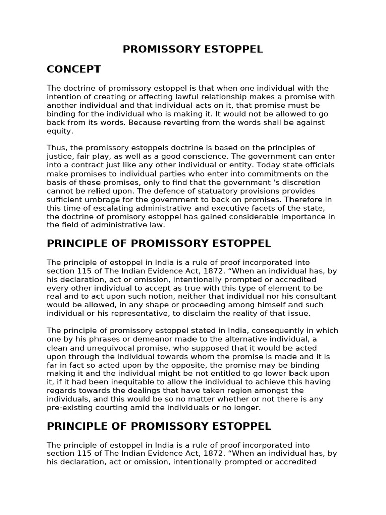 Understanding Promissory Estoppel in India | PDF | Estoppel | Common Law