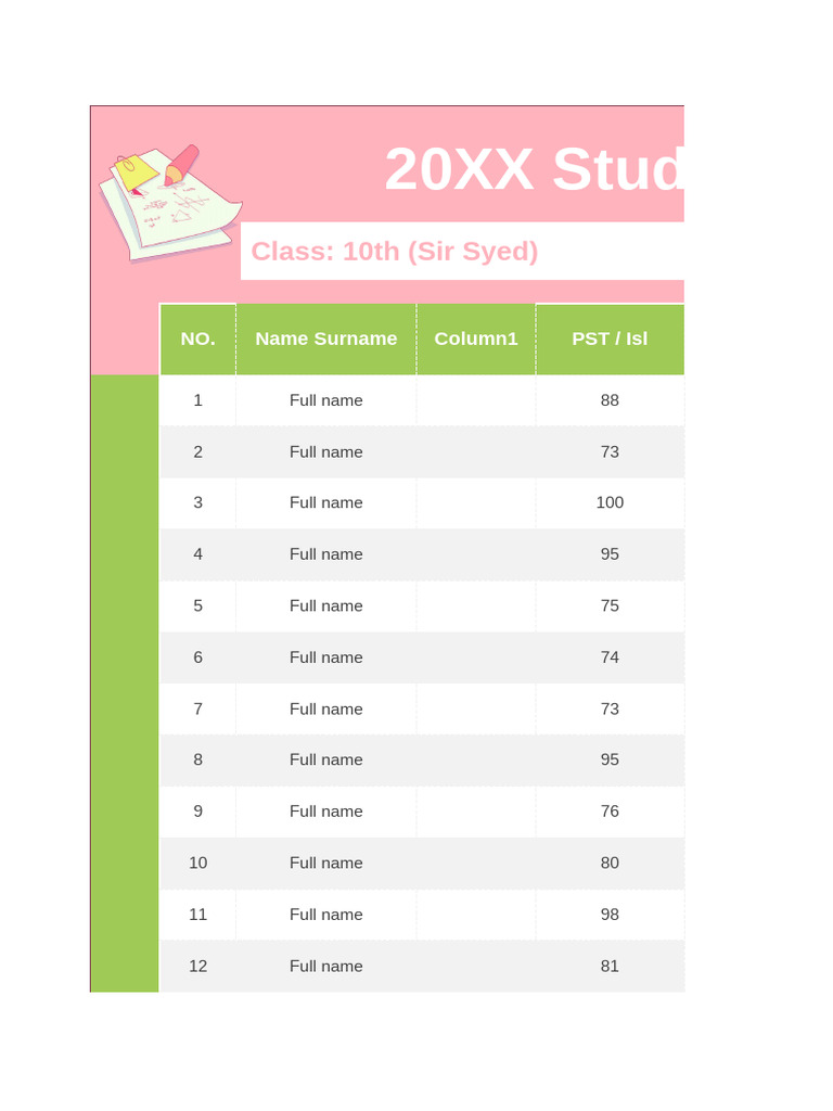 Student Exam Score Analysis Template | PDF | Computing