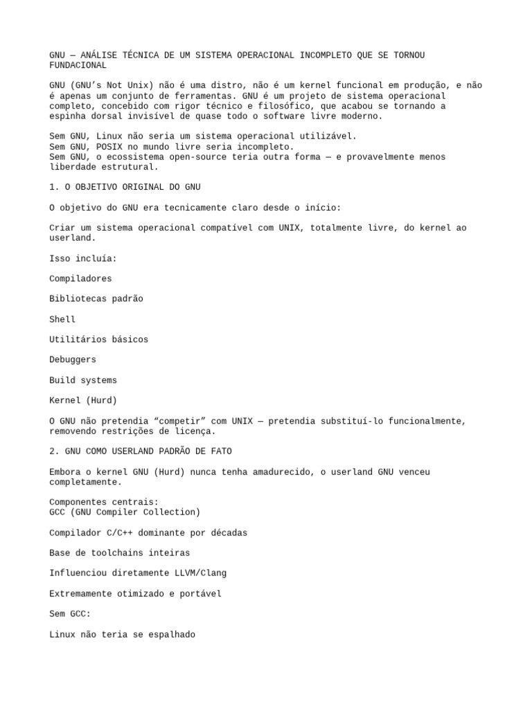 GNU: A Base do Software Livre Moderno | PDF | Gnu | Linux