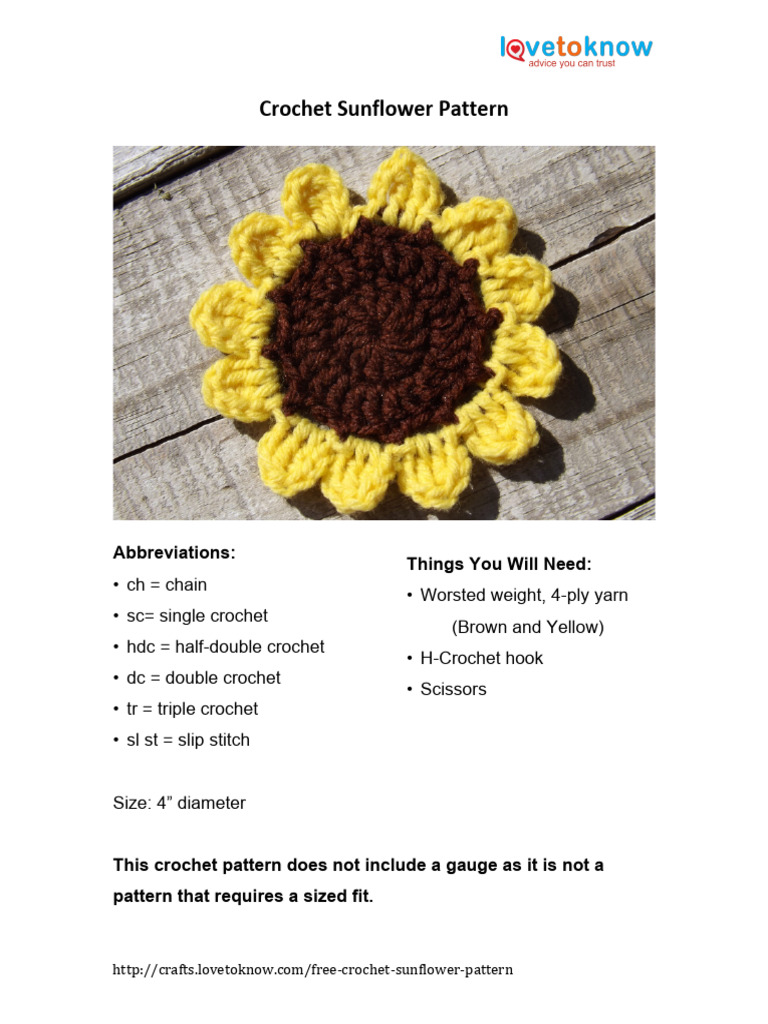2866 Crochet Sunflower Pattern | PDF