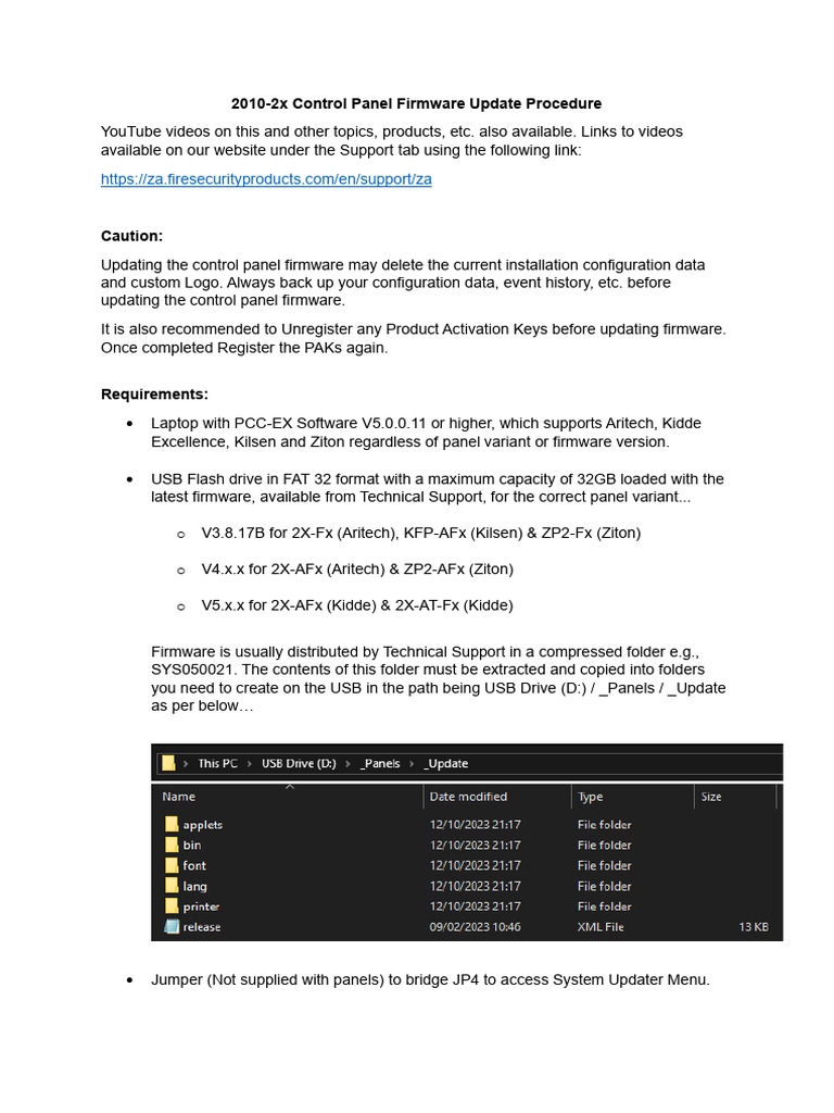 2010-2x Control Panel Firmware Update Procedure | PDF | Usb | Usb Flash ...