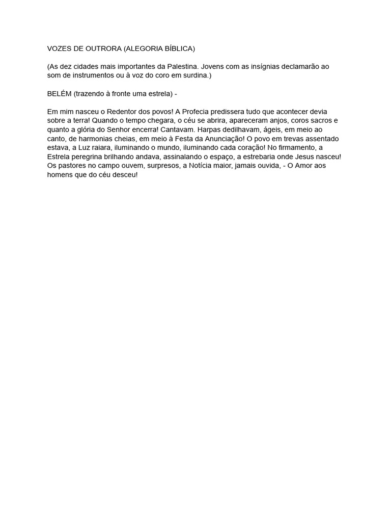 Vozes de Outrora: A Anunciação em Belém | PDF
