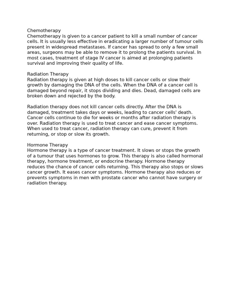 Cancer Treatment Methods Explained | PDF