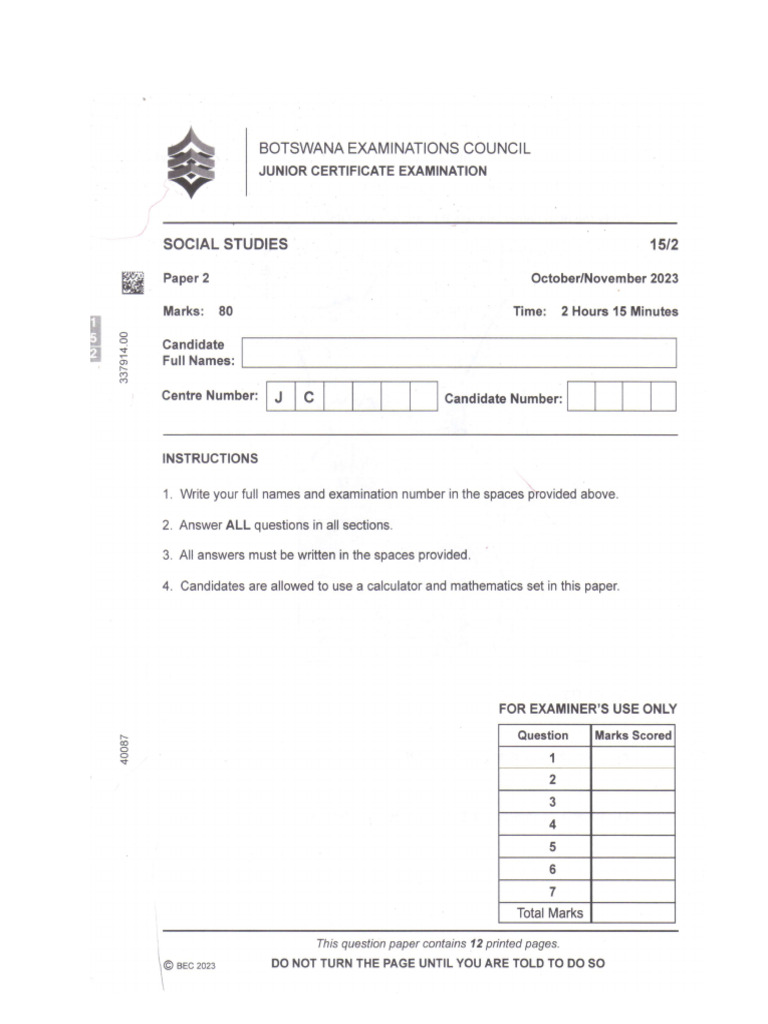 2023 JC Passed Paper 2 Masi | PDF