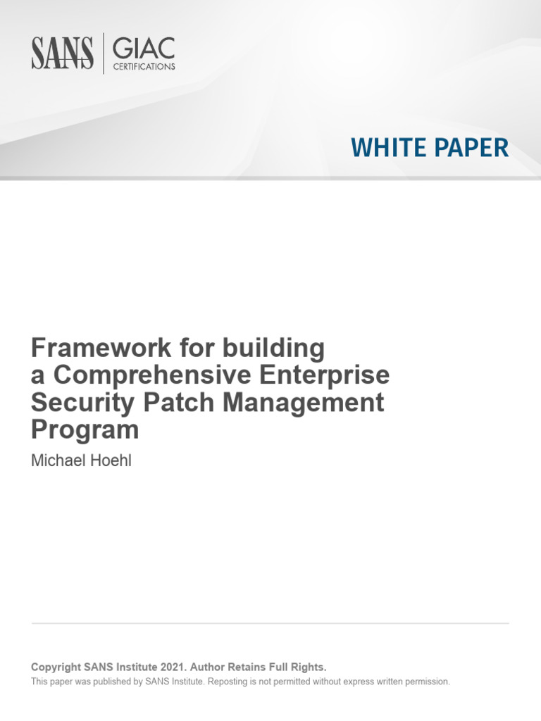 Enterprise Security Patch Management Framework | PDF | Computer ...