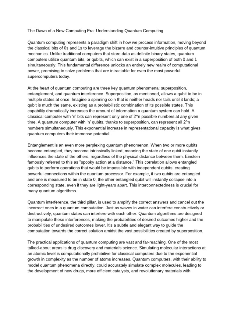 The Dawn of A New Computing Era - Understanding Quantum Computing | PDF ...