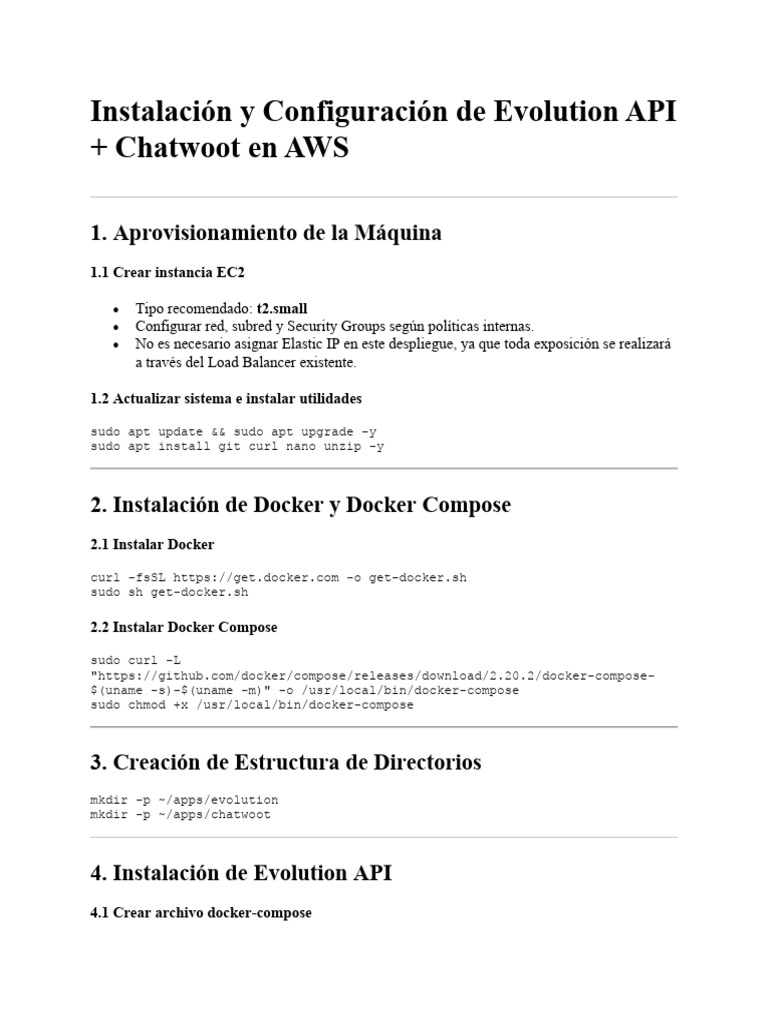 Instalación de Evolution API y Chatwoot en AWS | PDF | Informática ...