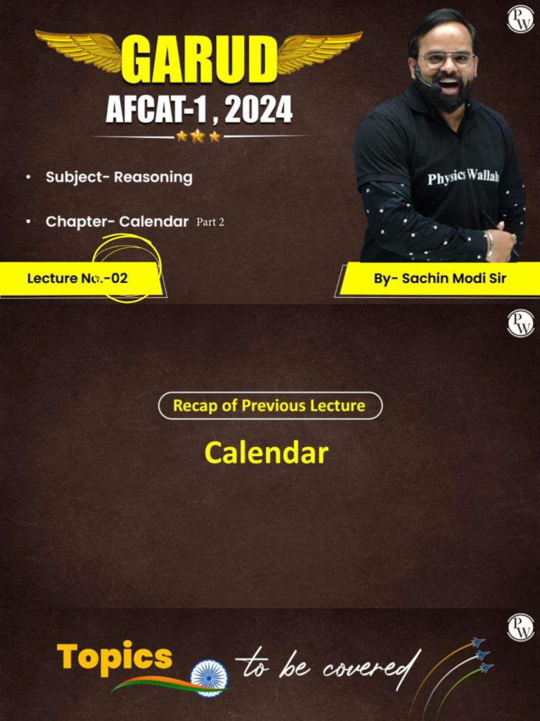 Calendar 02 - Class Notes (Reasoning) | PDF