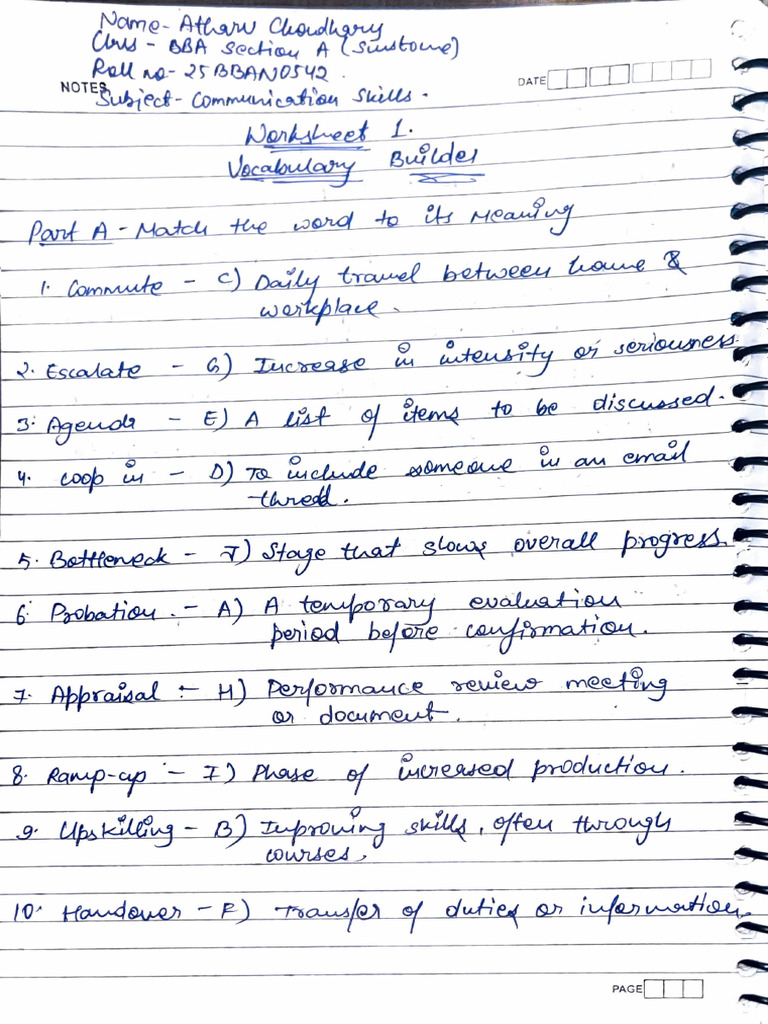 Communication Skills Assignment Woksheet 1 | PDF