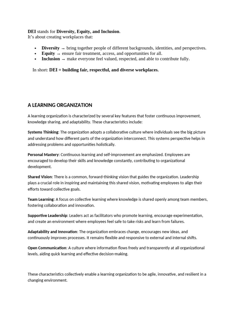 Understanding DEI and Learning Organizations | PDF | Job Satisfaction ...